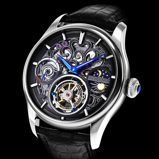 MEMORIGIN万希泉领航系列男士陀飞轮镂空透底腕表男真皮机械手表 商品图1