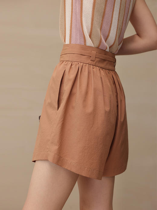 HeyDress宽松短裤女夏季新款高腰系带设计休闲中裤阔腿五分裤子 商品图3