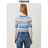 VIMAGE/纬漫纪新品撞色条纹显瘦上衣VC2201002 商品缩略图4