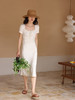 HeyDress方领连衣裙女夏季拼接设计感缎面白色气质小众裙子 商品缩略图0