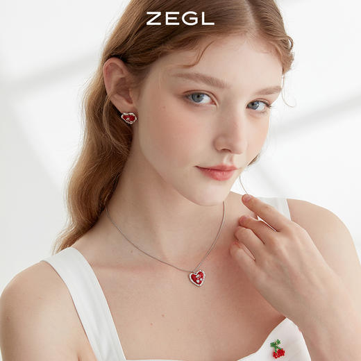 ZEGL设计师樱桃系列红色爱心项链女轻奢小众高级设计感锁骨链配饰 商品图6