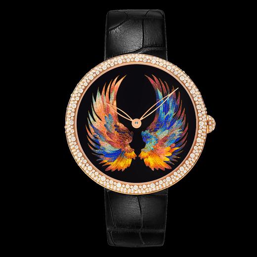 KONCISE孔氏珐琅 天使之翼18K黄金掐丝珐琅 指针式 大表盘 真皮 高端 真钻腕表 商品图4