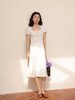 HeyDress方领连衣裙女夏季拼接设计感缎面白色气质小众裙子 商品缩略图2