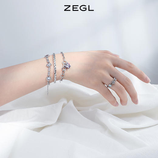 ZEGL设计师闺蜜系列紫色爱心蝴蝶手链女ins小众设计2022新款手饰 商品图2