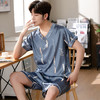 【瑜伽生活家】「十款可选」睡衣男夏季短袖短裤v领套头休闲简约男士上衣下装家居服 商品缩略图0