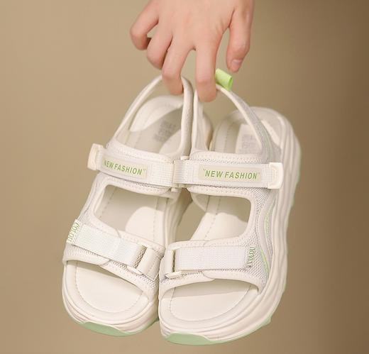 西村名物厚底凉鞋女2022夏季新款百搭仙女风软底运动魔术贴罗马鞋T22BG25101 商品图1