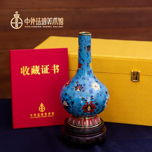 景泰蓝《连连交泰》掐丝珐琅缠枝莲纹胆式瓶 商品图6
