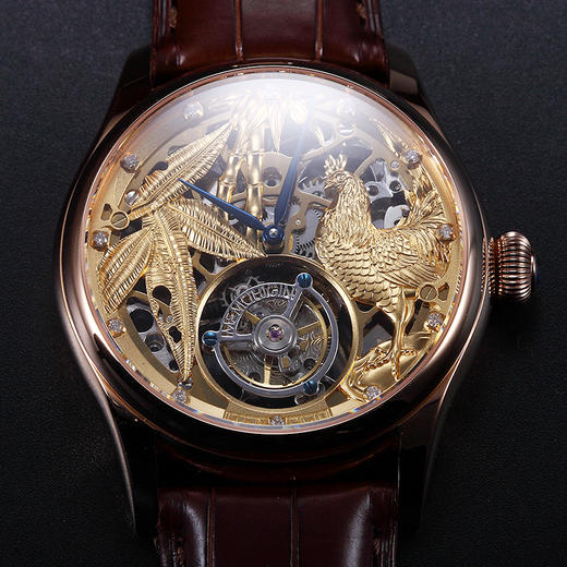 MEMORIGIN万希泉生肖系列鸡腕表男陀飞轮机械表真皮镂空男士手表 商品图4