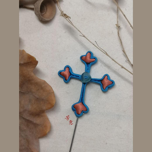 蓝十字盘扣胸针○芳意旗袍 商品图1