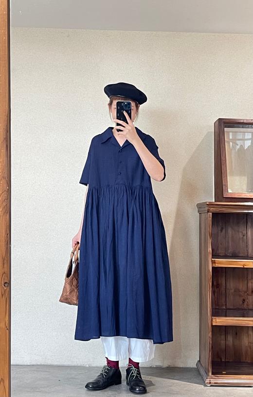 KHADI&CO 衬衫领短袖皱褶连衣裙 商品图4