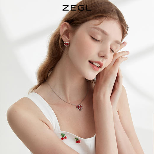 ZEGL设计师樱桃系列红色爱心项链女轻奢小众高级设计感锁骨链配饰 商品图1