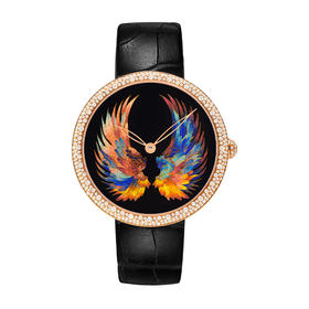 KONCISE孔氏珐琅 天使之翼18K黄金掐丝珐琅 指针式 大表盘 真皮 高端 真钻腕表