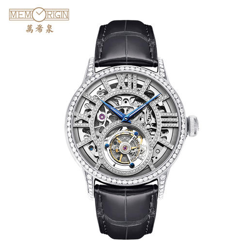 MEMORIGIN万希泉金钻尊贵系列陀飞轮情侣白金腕表钻石表机械手表 商品图0