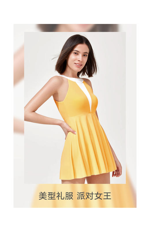 【直发】妮芬有钢圈性感裙式连体泳衣美背游泳衣女士沙滩衣21020555 商品图3