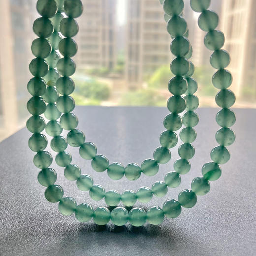 高冰种蓝水翡翠珠串108珠 商品图8