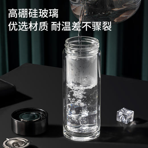 得力17660双层玻璃杯(黑)(个) 商品图2