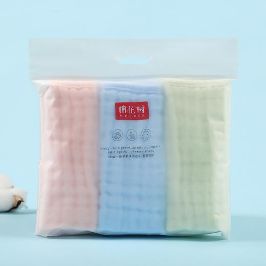 棉花树纯棉水洗纱布纯色方巾3条装MR009#25cm*25cm 商品图0