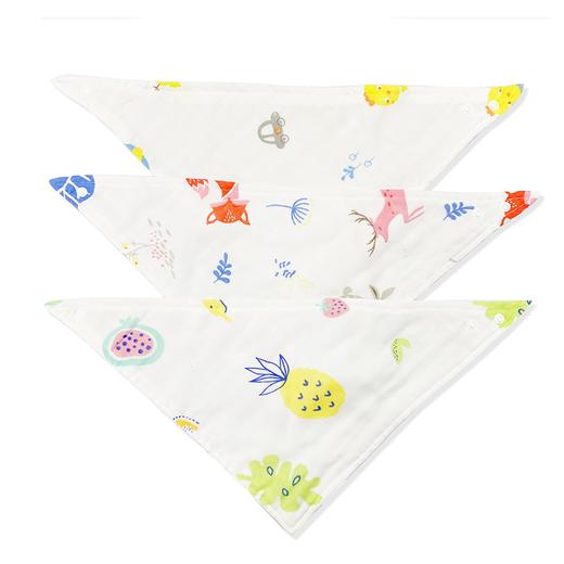 棉花树全棉纱布印花三角巾3条装MR004#42cm*19cm 商品图0