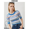VIMAGE/纬漫纪新品撞色条纹显瘦上衣VC2201002 商品缩略图3