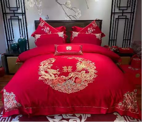 康乃馨 60支长绒棉婚庆六件套 AB版设计 全棉舒适