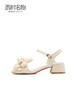 西村名物2022夏季一字带露趾方头女仙女风珍珠花朵气质凉鞋T22BG25021 商品缩略图2