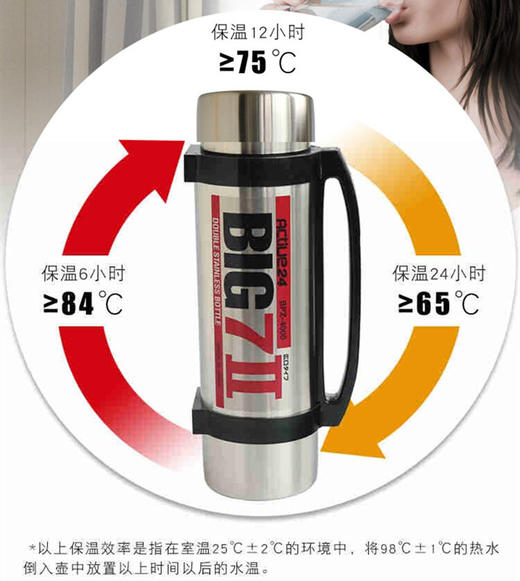 日本 珍珠生活 真空保温壶 红色4L 旅游大容量/长效保温 商品图1