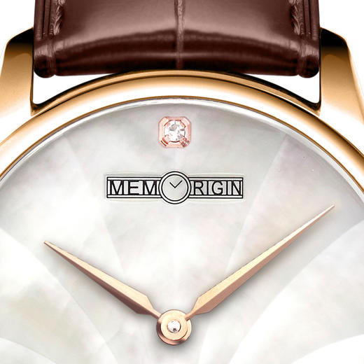 MEMORIGIN万希泉陀飞轮女士腕表真皮钻石表镂空女款机芯刻字手表 商品图1