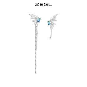 ZEGL设计师浮生若梦系列液态蝴蝶耳环女夏设计感耳钉925银针耳饰