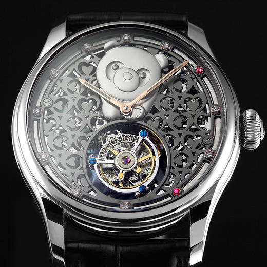 MEMORIGIN万希泉李嘉欣设计陀飞轮慈善腕表真皮镂空熊猫女款手表 商品图2