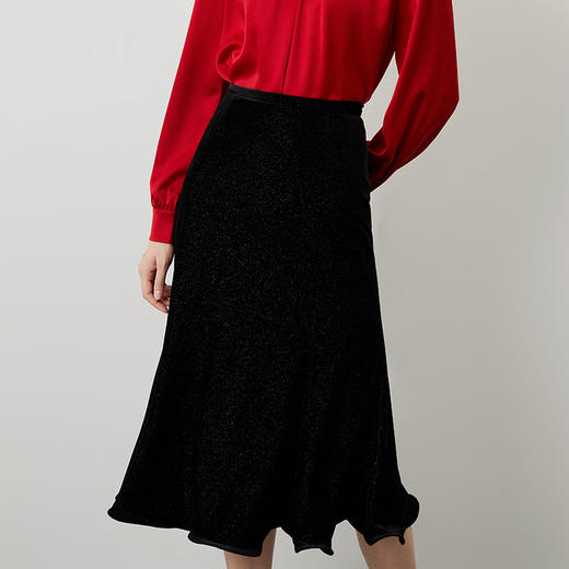 EITIE爱特爱秋季新品优雅时尚高腰百搭A字垂感半身裙女C2206016 商品图1