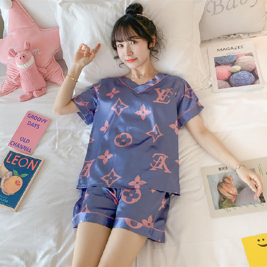 「38款可选！清凉一夏」ins网红睡衣女短袖夏卡通V领凉爽女士家居服上衣裤子套装 商品图5