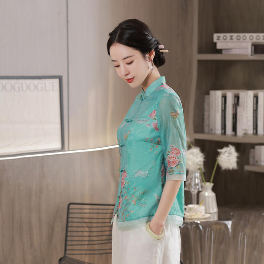 旗袍2022新款复古中式中国风蚀骨日常装上衣改良版 JLM2251 商品图2