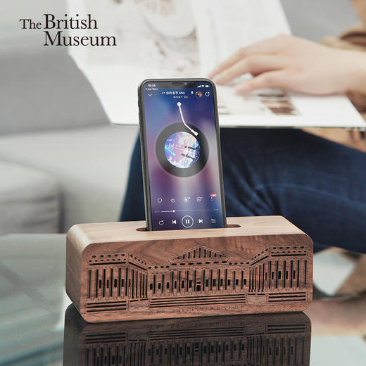 大英博物馆建筑系列手机支架胡桃木扩音器摆件 商品图0