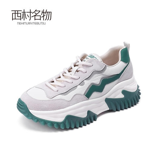 西村名物2022春季新款拼色榴莲厚底舒适老爹鞋女运动休闲鞋X22AM10661 商品图2