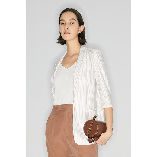 【商场同款】麦檬夏条纹撞色一粒扣西装5C4210971Q 商品图2