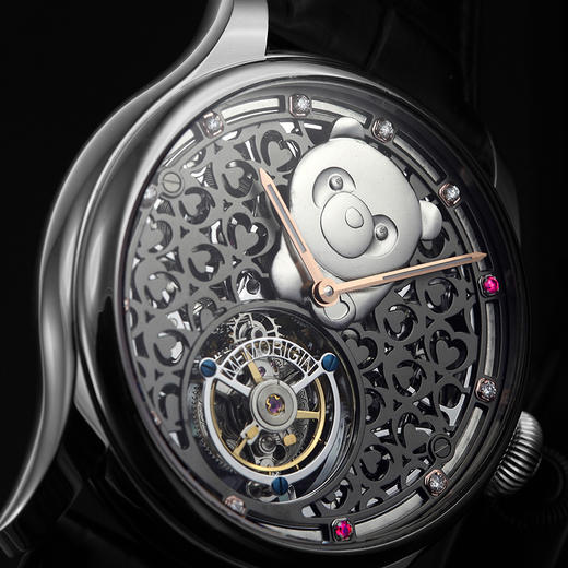 MEMORIGIN万希泉李嘉欣设计陀飞轮慈善腕表真皮镂空熊猫女款手表 商品图3