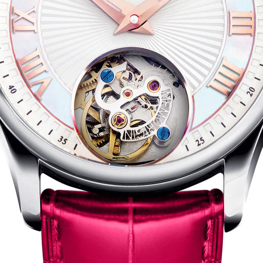 MEMORIGIN万希泉陀飞轮星环情侣女款机械手表女简约气质真皮腕表 商品图1