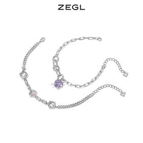 ZEGL设计师闺蜜系列紫色爱心蝴蝶手链女ins小众设计2022新款手饰