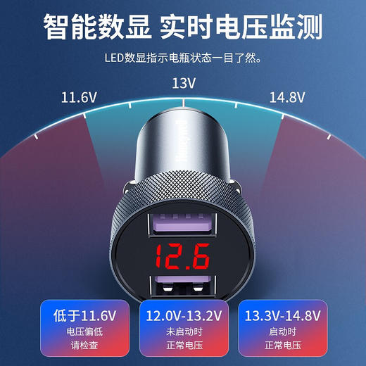 霍尼韦尔  车载充电器45W快充充电器双口USB一拖二点烟器通用苹果华为小米手机平板 商品图5