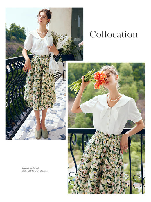 欧芮儿OLrain法式碎花半身裙女夏季2022新款高腰设计感a字中长裙 商品图1
