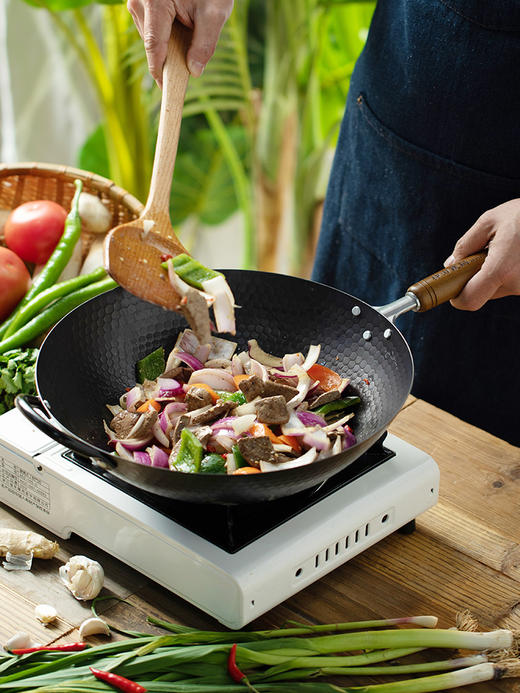 神田 日本窒化铁锅 进口老式家用炒锅煤气灶通用无涂层炒菜锅子 商品图2