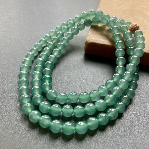 高冰种蓝水翡翠珠串108珠 商品图0
