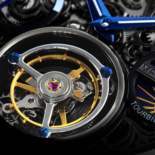 MEMORIGIN万希泉领航系列男士陀飞轮镂空透底腕表男真皮机械手表 商品图4