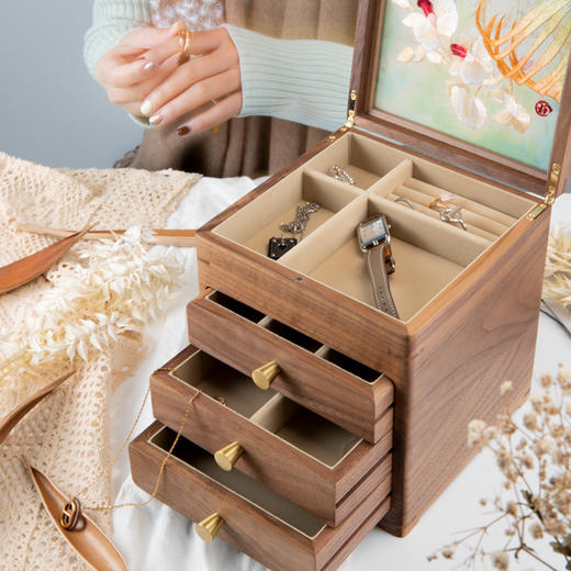 艷 湘绣 四层首饰盒 商品图2