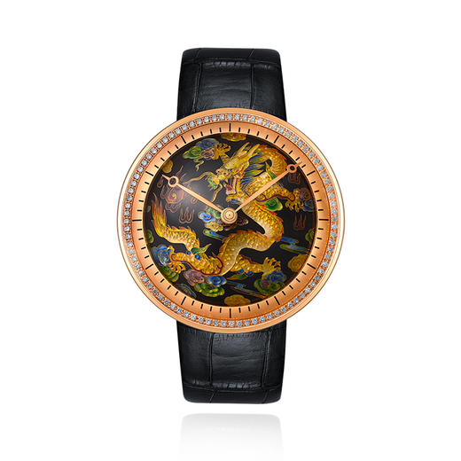 KONCISE孔氏珐琅 飞龙乘云 球形 黄金掐丝珐琅 18K金镶真钻腕表 商品图0