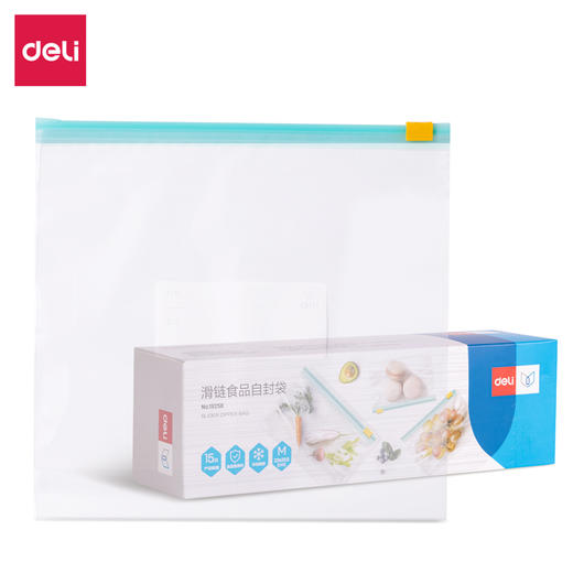 得力19258-滑链食品自封袋-中号(透明) 商品图0