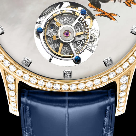 MEMORIGIN万希泉吉利彩鸡陀飞轮男吕良伟腕表黄金钻石女机械手表 商品图3