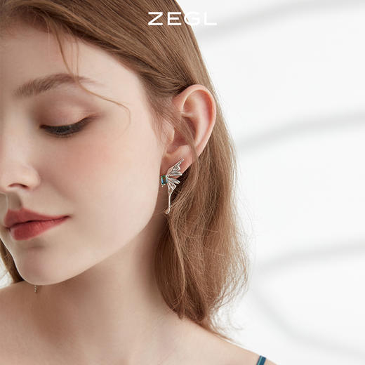 ZEGL设计师浮生若梦系列液态蝴蝶耳环女夏设计感耳钉925银针耳饰 商品图2