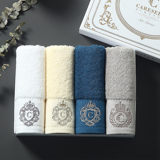 康尔馨  五星级酒店小毛巾纯棉方巾4条装洗脸巾家用柔软吸水礼盒装 商品图0