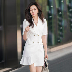 白色连衣裙夏季新款女士正装时尚气质职业西装裙商务工作服